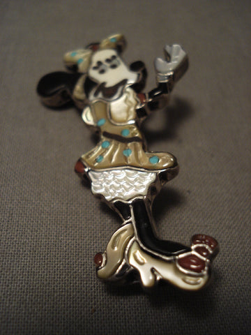 Incredibly Intricate Vintage Navajo Mouse Silver Pin Pendant