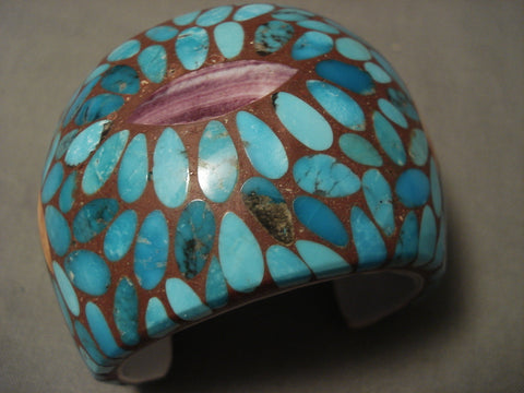 Opulent Vintage Zuni Turquoise Spiny Oyster Solid Shell Bracelet