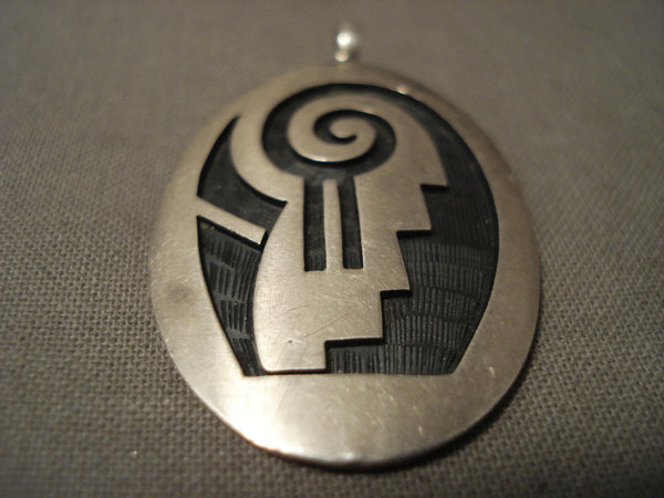 Important Vintage Hopi Lawrence Saufkie Silver Pendant Old
