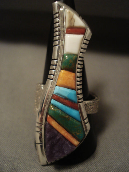 Kachina Woman Vintage Navajo Turquoise Maiden Slender Silver Ring