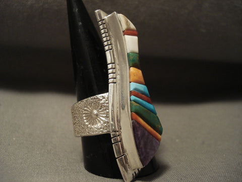 Kachina Woman Vintage Navajo Turquoise Maiden Slender Silver Ring