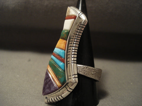 Kachina Woman Vintage Navajo Turquoise Maiden Slender Silver Ring