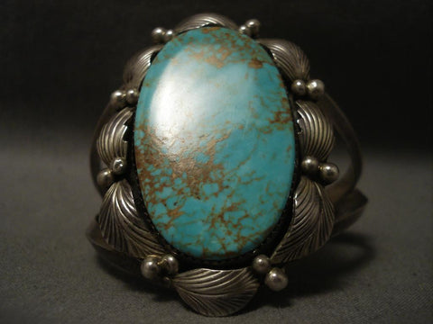 Huge Vintage Navajo Adakai Turquoise Silver Bracelet