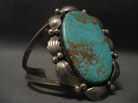 Huge Vintage Navajo Adakai Turquoise Silver Bracelet