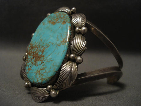 Huge Vintage Navajo Adakai Turquoise Silver Bracelet