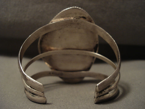 Huge Natural Blue Turquoise Vintage Navajo Silver Willeto Bracelet Old