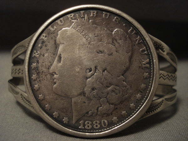 Early Vintage Navajo 1880 Coin Silver Bracelet Old