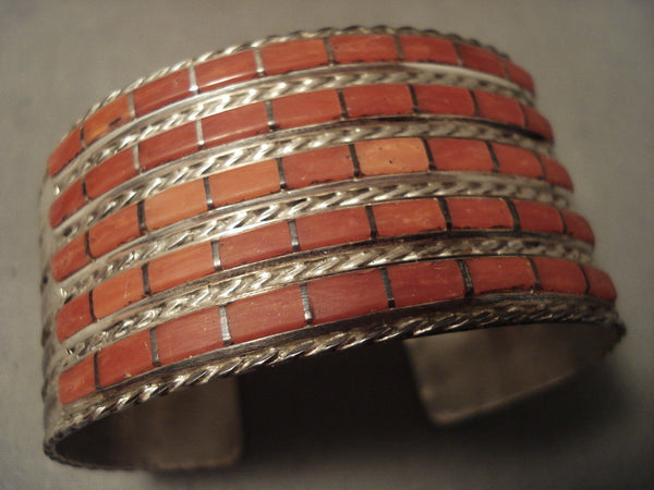 So Many Squared Corals Zuni Silver Bracelet