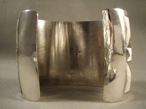 Big Big Big Modernistic Navajo Silver Rug Bracelet