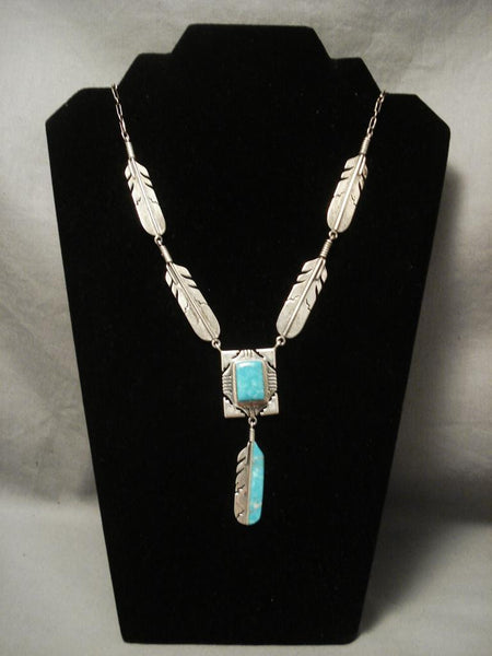 Museum Vintage Navajo Feather Turquoise Necklace