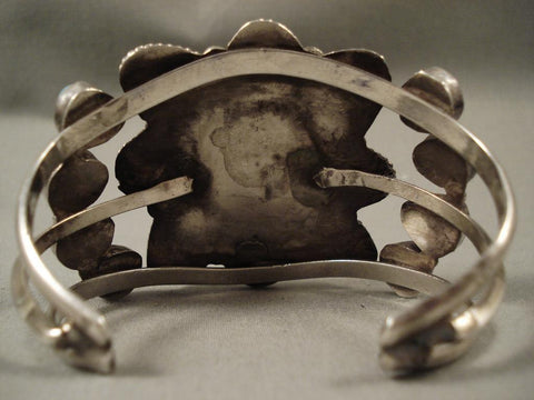 Huge Vintage Navajo turquoise Star Silver Bracelet