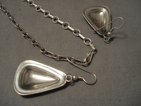 Spacious 'Micro Geomtrics' Repoussed Silver Vintage Navajo Necklace