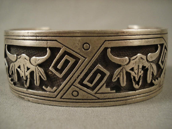 Museum Vintage Navajo Cowhead Silver Bracelet