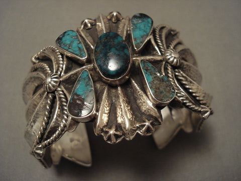 110 Grams Advanced Silver Work Navajo Turquoise Bracelet