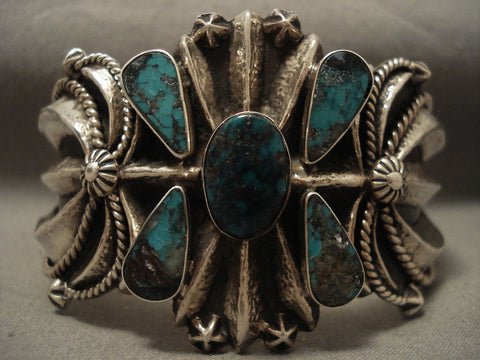 110 Grams Advanced Silver Work Navajo Turquoise Bracelet