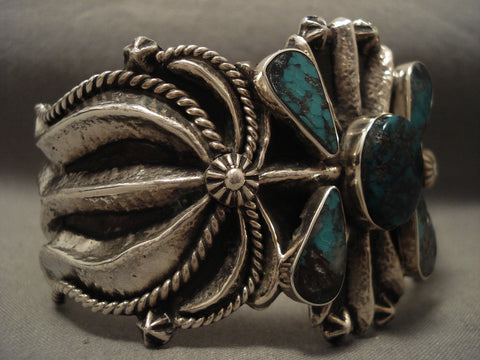 110 Grams Advanced Silver Work Navajo Turquoise Bracelet