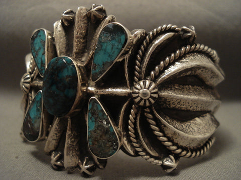 110 Grams Advanced Silver Work Navajo Turquoise Bracelet