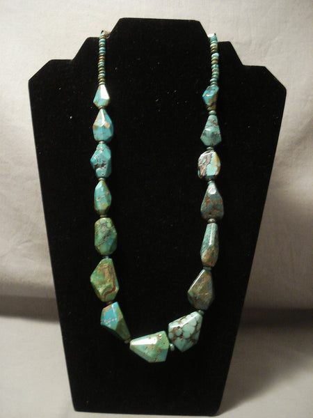 Museum Vintage Navajo 'Artist Shaped' Green Turquoise Silver Necklace