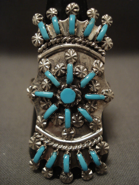 Extremely Intricate Zuni Towering Silver Ring