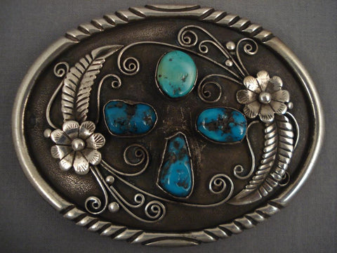 Big Vintage Navajo Old Turquoise Silver Buckle