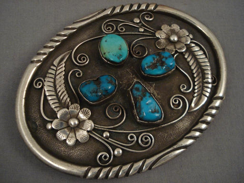 Big Vintage Navajo Old Turquoise Silver Buckle