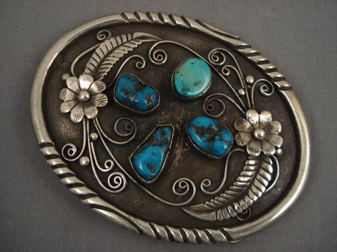 Big Vintage Navajo Old Turquoise Silver Buckle