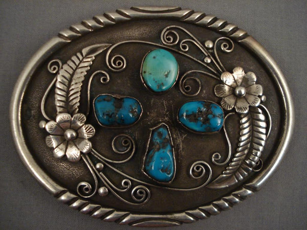 Big Vintage Navajo Old Turquoise Silver Buckle