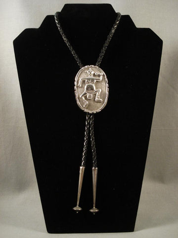 Dancing Mudhead Vintage Zuni Silver Bolo Tie