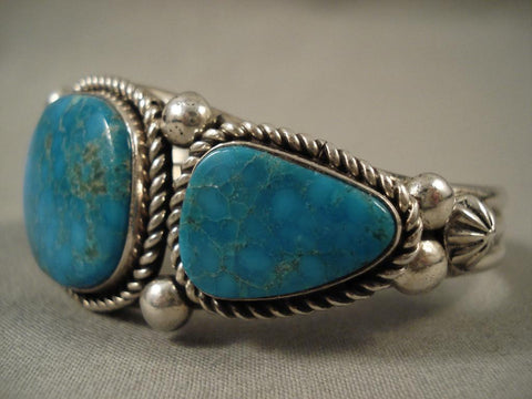 Important Modernistic Navajo Albert Lee Turquoise Silver Bracelet