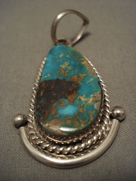 Very Famous Artist Vintage Navajo Natural Blue Royston Turquoise Silver Pendant