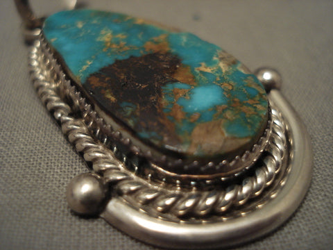 Very Famous Artist Vintage Navajo Natural Blue Royston Turquoise Silver Pendant