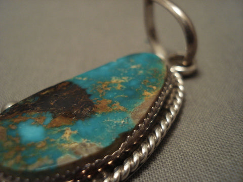 Very Famous Artist Vintage Navajo Natural Blue Royston Turquoise Silver Pendant