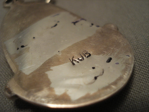 Very Famous Artist Vintage Navajo Natural Blue Royston Turquoise Silver Pendant