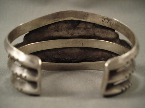 Huge Vintage Navajo Jasper Turquoise Silver Bracelet