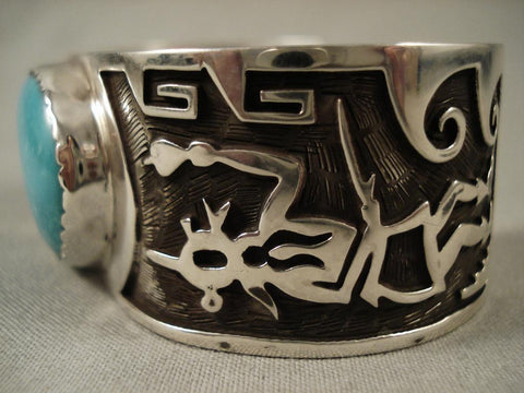 Museum Vintage Hopi Mudhead Ceremonial Turquoise Silver Bracelet