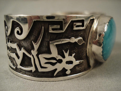 Museum Vintage Hopi Mudhead Ceremonial Turquoise Silver Bracelet