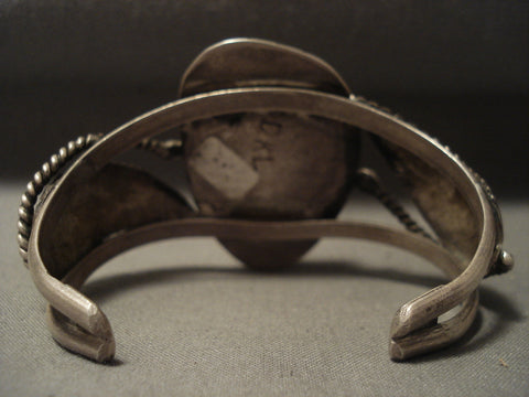Museum Vintage Navajp Persian Turquoise Silver Leaf Bracelet
