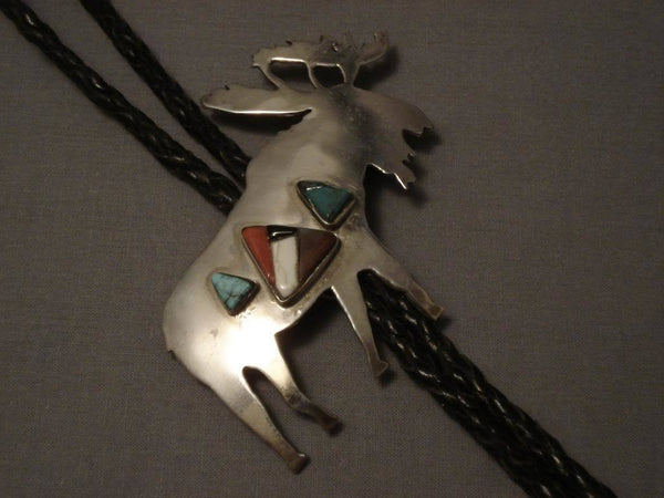 Quality Vintage Navajo Oliva Whitehorse Turquoise Silver Bolo Tie