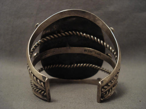 Huge Vintage Navajo Blue Moon Turquoise Silver Bracelet