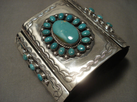 Huge Modernistic Vintage Navajo Turquoise Silver Ketoh Bracelet