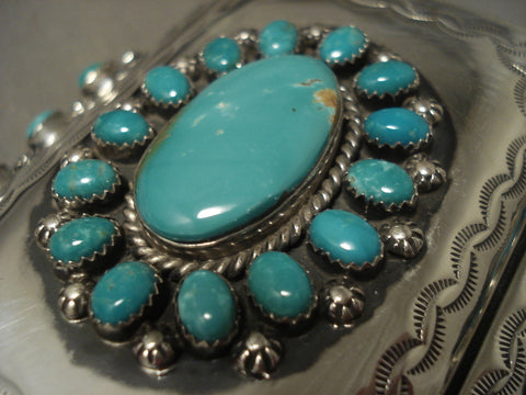Huge Modernistic Vintage Navajo Turquoise Silver Ketoh Bracelet