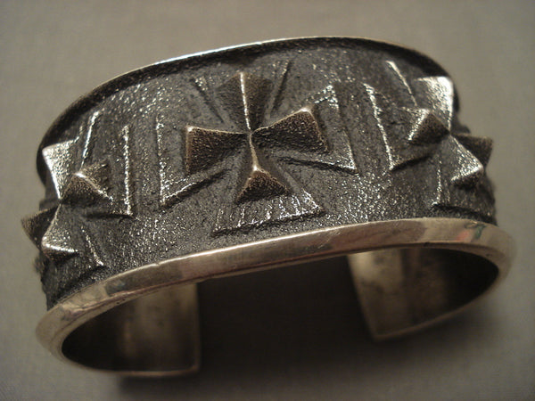 Important Aaron Anderson Navajo Cross Silver Bracelet
