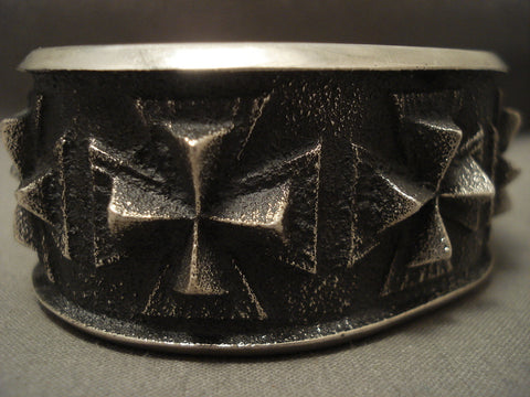 Important Aaron Anderson Navajo Cross Silver Bracelet
