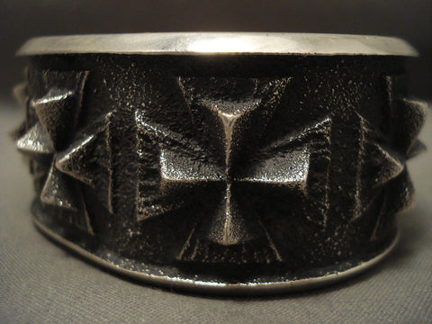 Important Aaron Anderson Navajo Cross Silver Bracelet