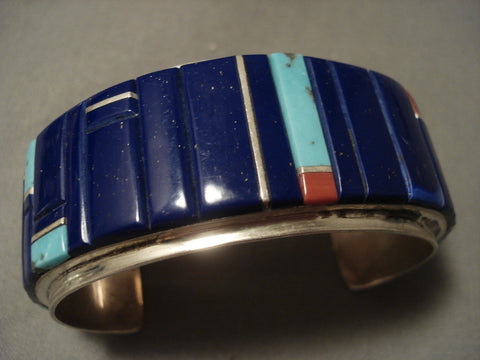 Museum Vintage Navajo 'Charles Loloma Style' Lapis Turquoise Bracelet