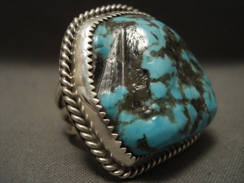 Colossal Vintage Navajo Persin Turquoise Silver Ring