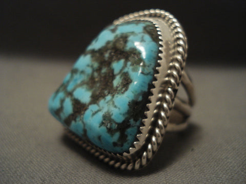 Colossal Vintage Navajo Persin Turquoise Silver Ring