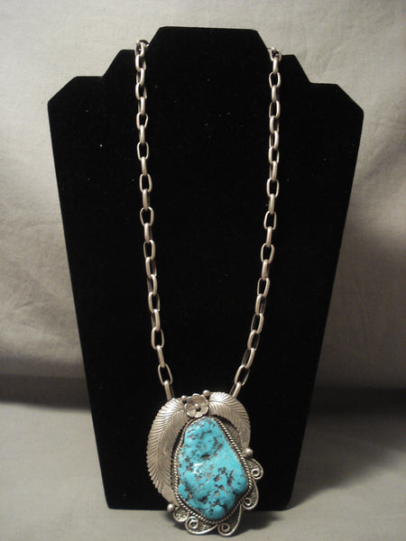 One Of The Biggest And Heaviest Vintage Navajo Old Kingman Turquoise Necklace