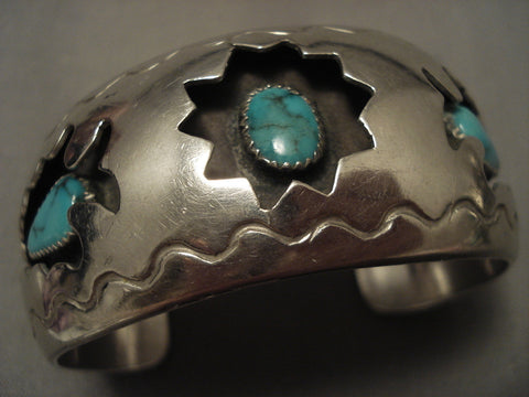 Old Navajo Arrowhead Spider Turquoise Vintage Navajo Bracelet