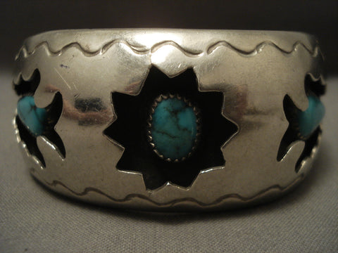 Old Navajo Arrowhead Spider Turquoise Vintage Navajo Bracelet